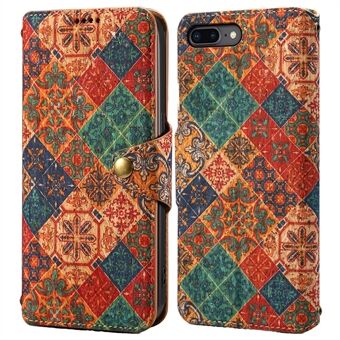 Voor iPhone 7 Plus / 8 Plus Hoesje met Bloemprint, Anti-Valler Leren Telefoonhoesje met Portemonnee