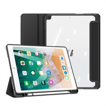 DUX DUCIS TOBY-serie drievoudig lederen houderstandaard met automatische slaap- / Stand voor iPad 9,7 "(2017) / (2018)