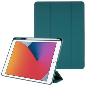 For iPad 9.7-inch (2017)(2018) Strong Magnetic Adsorption Cover Trifold Stand PU Leather Hard Acrylic Detachable Protective Case with Pencil Holder