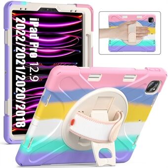 Voor iPad Pro 12.9-inch (2022) / (2021) / (2020) / (2018) X-vormige PC + TPU Combo Kickstand Hoes met Handriem