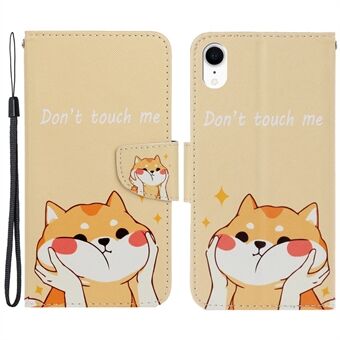 Voor iPhone XR 6.1-inch telefoonhoes Stijlvol patroonafdrukken PU-lederen portemonnee Sterke magnetische flip- Stand Folio-telefoonhoes met riem: