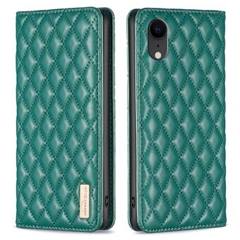 Rhombus KLEUR BF Stijl-16 Voor iPhone XR 6.1 inch Ruit Bedrukt PU Lederen Stand Case Kaarthouder Ontwerp Auto Sluiten Magnetische Telefoon Cover