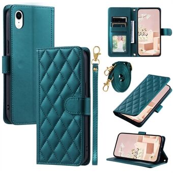 Voor iPhone XR Leren hoesje met Ruitjespatroon Flip Wallet Telefoonhoesje met Bandjes