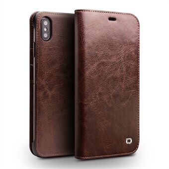 QIALINO Voor iPhone Xs Max 6,5 inch Echt Rundleer Portemonnee Case Folio Flip Telefoon Cover