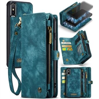 CASEME vintage PU lederen afneembare 2-in-1 portemonnee-behuizing met meerdere slots voor iPhone Xs Max 6,5-inch