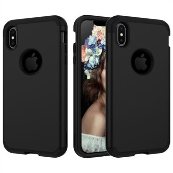 Voor iPhone XS Max 6.5 inch Heavy Duty 3-delige pc + siliconen hybride hoesje - zwart