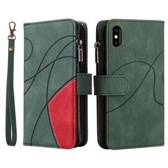 KT Multi-function Series-5 For iPhone XS Max 6.5 inch Imprinted Curved Line Pattern Phone Case Bi-color PU Leather Wallet Design Smartphone Covering