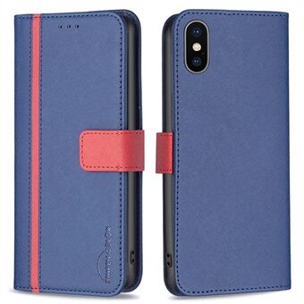 BINFEN KLEUR BF Lederen Serie-9 voor iPhone XS Max 6.5 inch Cross Textuur Portemonnee Case Stijl 13 Splicing PU Lederen Stand Cover