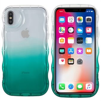 Voor iPhone X / XS Max 6.5 inch Glanzend Anti-slijtage Golfvormige Edge Gradient Protector Soft TPU Phone Case: