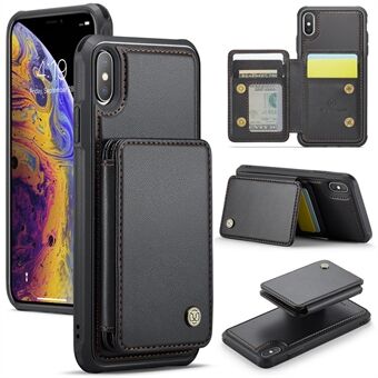 JEEHOOD J05 Voor iPhone XS Max Magnetische Hoes Kaarttas Kickstand PU+TPU Telefoonhoesje