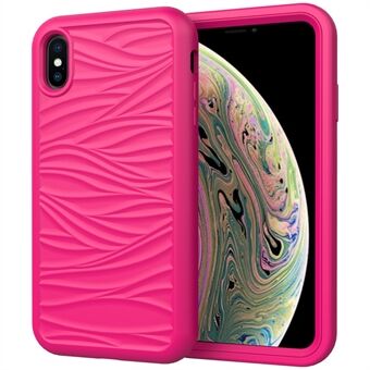 Voor iPhone XS Max 6,5 inch afneembare 2-in-1 pc + siliconen telefoonhoes antislip golftextuurhoes