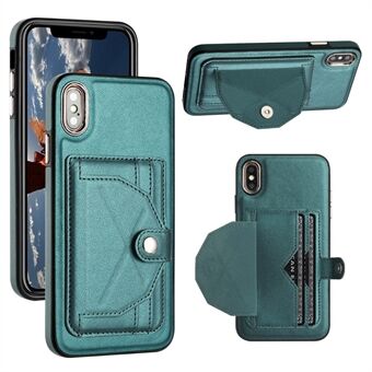 YB Leather Coating Series-4 voor iPhone XS Max Leather Coated TPU Telefoonhoesje met kaartsleuven Kickstand