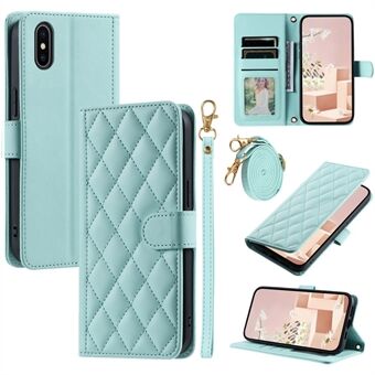 Voor de iPhone XS Max Leren Portemonnee Hoesje met Bandjes Rhombus Raster Telefoonhoes