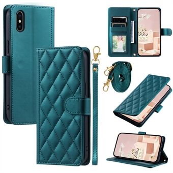 Voor iPhone XS Max leren portemonneehoesje met bandjes Rhombus Grid telefoonhoesje