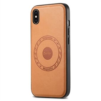 DENIOR Voor iPhone XS Max Magnetische Case PU Leren Coating PC+TPU Schokbestendige Telefoonhoes