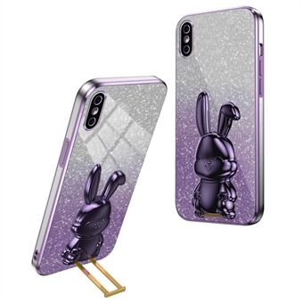 Voor de iPhone XS Max trek je de uittrekbare kickstand telefoonhoes voor valbescherming konijnenhoesje.