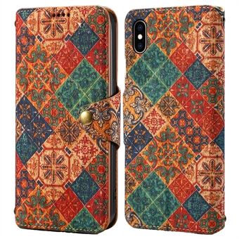 Voor iPhone XS Max hoesje met bloemenprint, beschermende telefoonhoes van leer met portemonnee