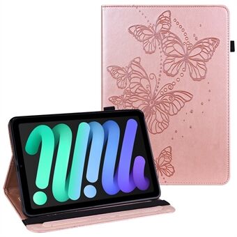 Bedrukte Butterfly PU- Stand beschermhoes met kaartsleuven en elastiek voor iPad Mini / 2/3/4 / mini (2019) 7,9 inch