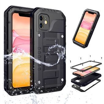 Waterdichte pc+metaal+gehard glazen schaal voor iPhone 11 6,1 inch