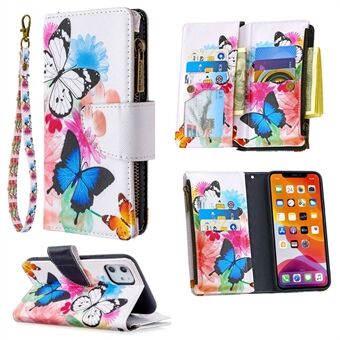 Pattern Printing Zipper Wallet Leather Case Shell for Apple iPhone 11 6.1 inch