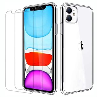 Voor iPhone 11 6.1 inch TPU-telefoonhoes + schermbeschermer van gehard glas