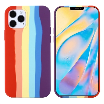 Vloeibare siliconen hoes met regenboogschildering voor iPhone 11