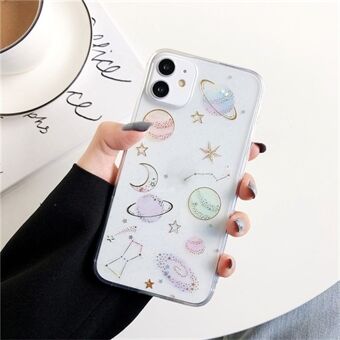 Sterrenplaneet Printontwerp Epoxy Stickers TPU Hoesje voor iPhone 11 6.1 inch - Transparant