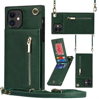 Verticale Flip Zipper Wallet Kickstand Design Lederen Telefoon Hybride Hoesje met Snoer voor iPhone 11 6.1 Inch