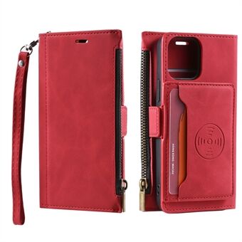 Drop-resistant Protective Leather Phone Case Kickstand with Zipper Wallet for iPhone 11 6.1 inch