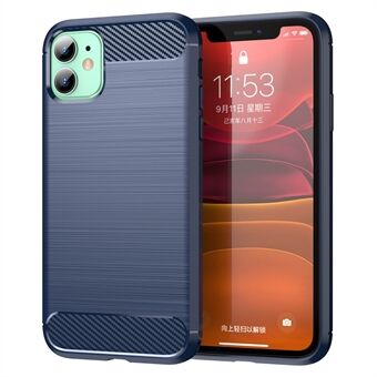 1,8 mm koolstofvezel geborstelde textuurbuffer TPU-achterkant mobiele telefoonhoes voor iPhone 11 6,1 inch