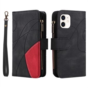 KT Multi-function Series-5 for iPhone 11 6.1 inch Bi-color Splicing Multiple Card Slots Zipper Pocket Leather Phone Case