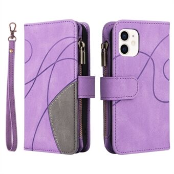 KT Multi-function Series-5 for iPhone 11 6.1 inch Bi-color Splicing Multiple Card Slots Zipper Pocket Leather Phone Case