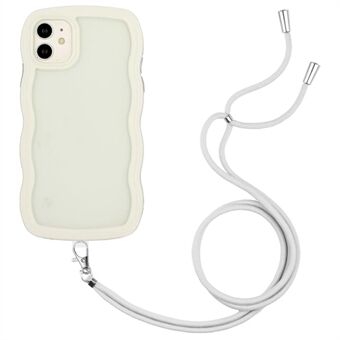 Voor de iPhone 11 6.1 inch is er een schokbestendige case met een golvend rand in een transparante kleur. Deze case heeft een verstelbaar koord en is gemaakt van PC + TPU materiaal.