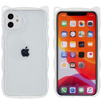 Voor iPhone 11 6.1 inch Mat Doorschijnend Golfvormig Edge Kat Oor Ontwerp Soft TPU Drop-proof Telefoon Case: