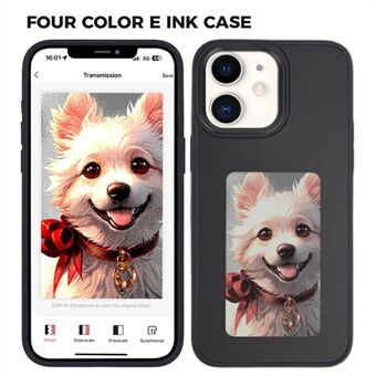 INKZONE Voor iPhone 11 4-Kleuren E Ink Telefoonhoes NFC Projectie Doe-Het-Zelf Patroon PC+TPU Hoes