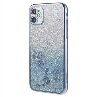 Galvaniseren TPU telefoonhoesje voor iPhone 11 6,1 inch, bloem strass decor telefoonhoesje