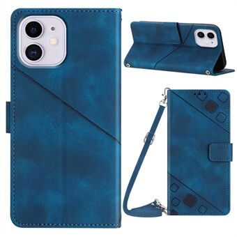 PT005 YB Imprinting Series-7 voor iPhone 11 PU lederen telefoonhoes bedrukte portemonnee Stand anti-drop cover met schouderriem