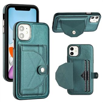 YB Leather Coating Series-4 voor iPhone 11 Kickstand Card Slots Case PU Leather Coated TPU Phone Cover