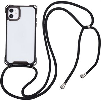 Voor iPhone 11 Helder Acryl + TPU Telefoonhoes Vier Hoeken Schokabsorptie Cover met Lanyard