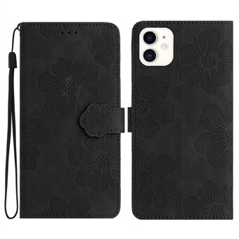 Voor iPhone 11 mobiele telefoonhoes bloemen bedrukt PU-lederen Stand portemonnee hoes