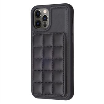 Style-BF24 voor iPhone 11 Rasterontwerp PU-leer gecoate TPU-hoes Kaarthouder Kickstand Telefoonhoes