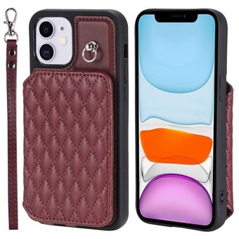 Style 008 standaard telefoonhoes voor iPhone 11, PU-leer + TPU RFID-blokkerende anti-drop shell met polsband