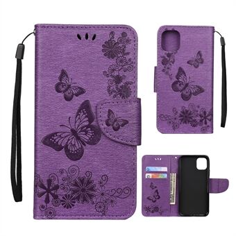 Opdruk Butterfly Flower Leather Wallet Case voor iPhone 11 Pro 5,8 inch (2019)