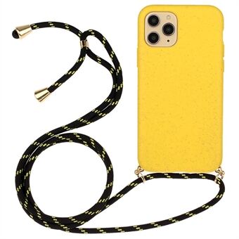 Voor iPhone 11 Pro 5.8 inch Milieuvriendelijk Natuurlijke Tarwestro + TPU Zachte Telefoonhoes met Multifunctionele Riem