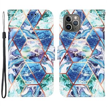 Marmeren patroon splitsen Stijlvolle beschermende anti-kras lederen hoes Stand Telefoon Cover met riem voor iPhone 11 Pro 5.8 Inch