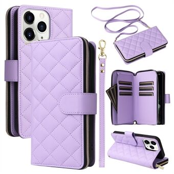 Voor iPhone 11 Pro hoesje Rhombus PU-leren Flip-telefoonhoesje Rits Portemonnee