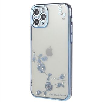 Strass decor telefoonhoes voor iPhone 11 Pro 5,8 inch, bloemenpatroon Zachte TPU gegalvaniseerde achterkant