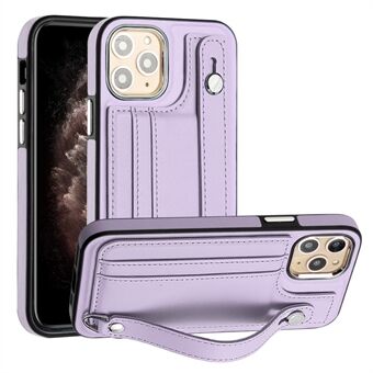 Kaartsleuven Telefoonhoes voor iPhone 11 Pro YB lederen coating Series-5 Scratch TPU-hoes met standaard