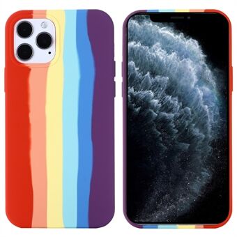 Telefoon Back Cover voor iPhone 11 Pro , Rainbow Design Vloeibare Siliconen Beschermhoes - Rood