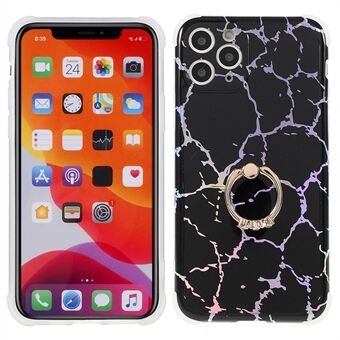 Roterende Ring Ondersteuning Ontwerp Valveilig Krasbestendig Marmer IMD Laser TPU + PC Cover voor iPhone 11 Pro Max 6.5 Inch